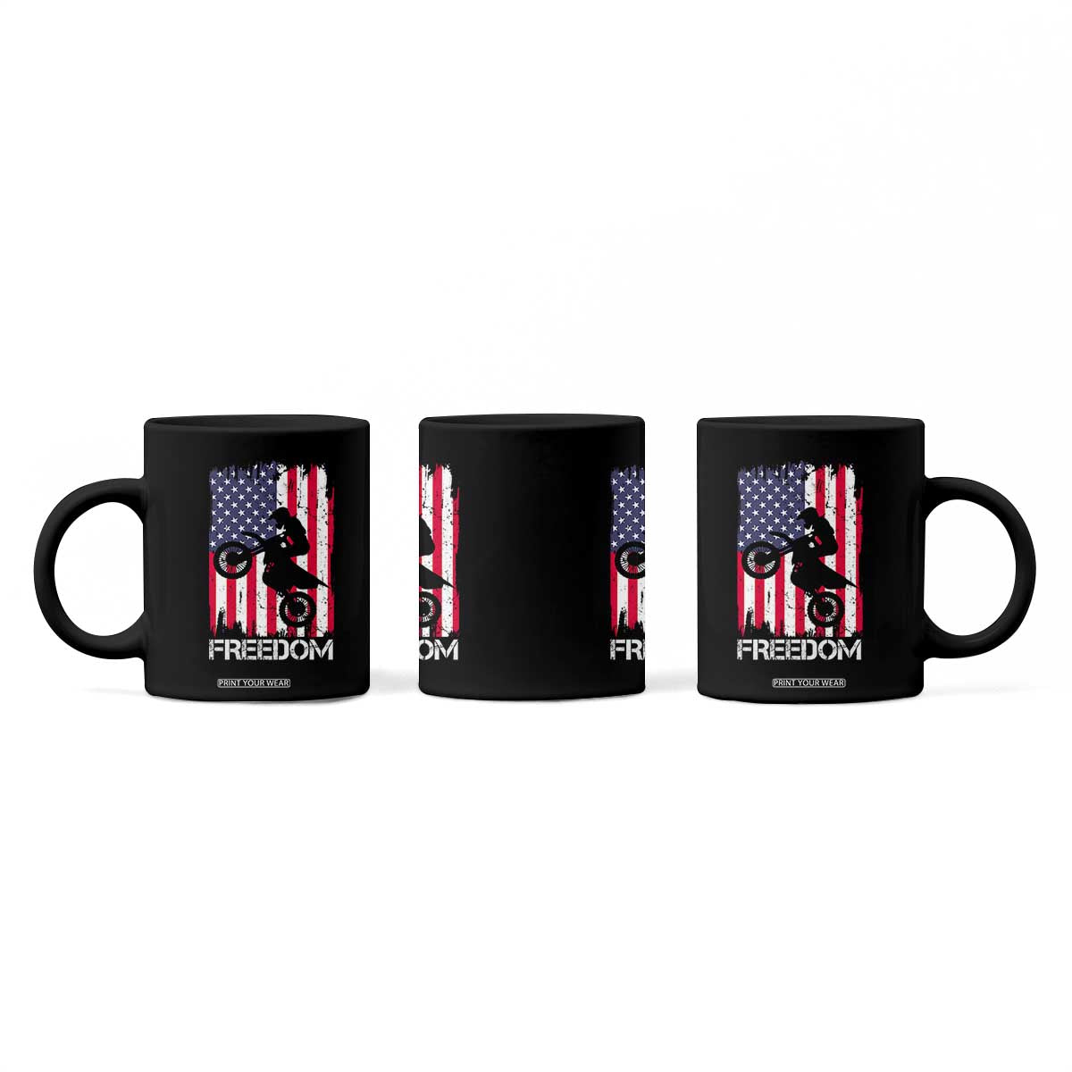 Freedom Motocross Dirt Bike Coffee Mug Patriotic American Flag TS14 Print Your Wear