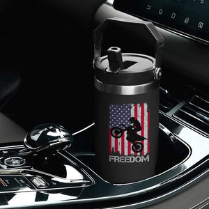 Freedom Motocross Dirt Bike Flip Straw Tumbler Patriotic American Flag TS14 Print Your Wear