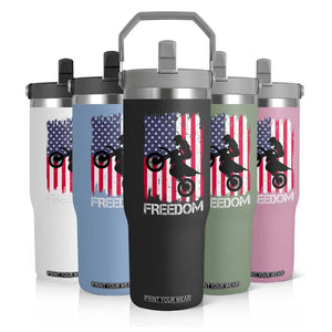 Freedom Motocross Dirt Bike Flip Straw Tumbler Patriotic American Flag TS14 Print Your Wear