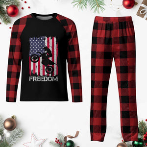 Freedom Motocross Dirt Bike Plaid Pajama Set Patriotic American Flag TS14 Buffalo Plaid Print Your Wear