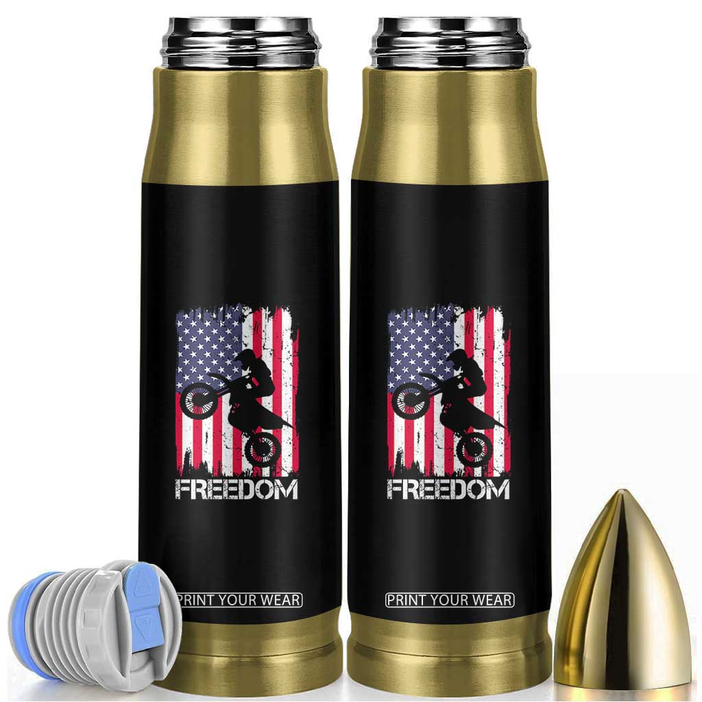 Freedom Motocross Dirt Bike Bullet Tumbler Patriotic American Flag TS14 Black Print Your Wear