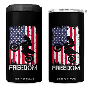 Freedom Motocross Dirt Bike 4 in 1 Can Cooler Tumbler Patriotic American Flag TS14 One Size: 16 oz Black Print Your Wear