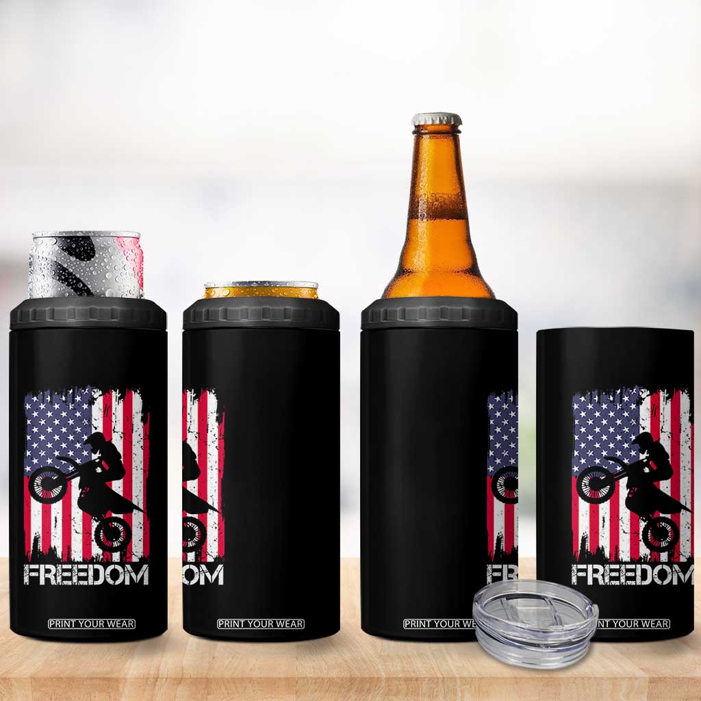 Freedom Motocross Dirt Bike 4 in 1 Can Cooler Tumbler Patriotic American Flag TS14 Print Your Wear
