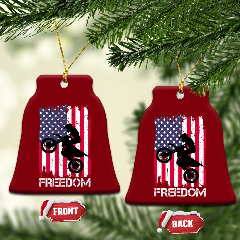 Freedom Motocross Dirt Bike Ceramic Ornament Patriotic American Flag TS14 Print Your Wear