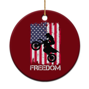 Freedom Motocross Dirt Bike Ceramic Ornament Patriotic American Flag TS14 1pc Red Print Your Wear