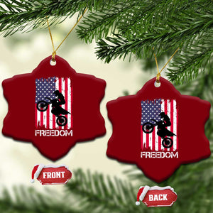Freedom Motocross Dirt Bike Ceramic Ornament Patriotic American Flag TS14 Print Your Wear
