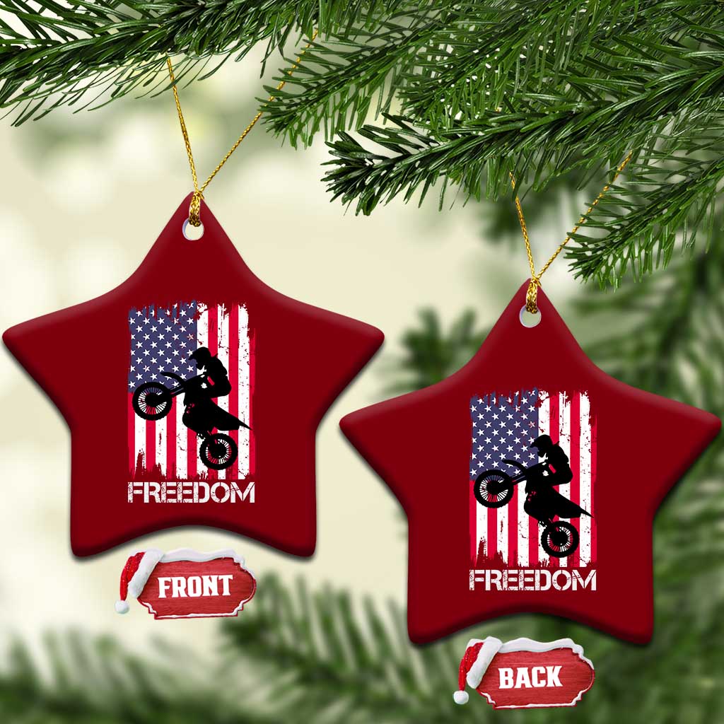 Freedom Motocross Dirt Bike Ceramic Ornament Patriotic American Flag TS14 Print Your Wear