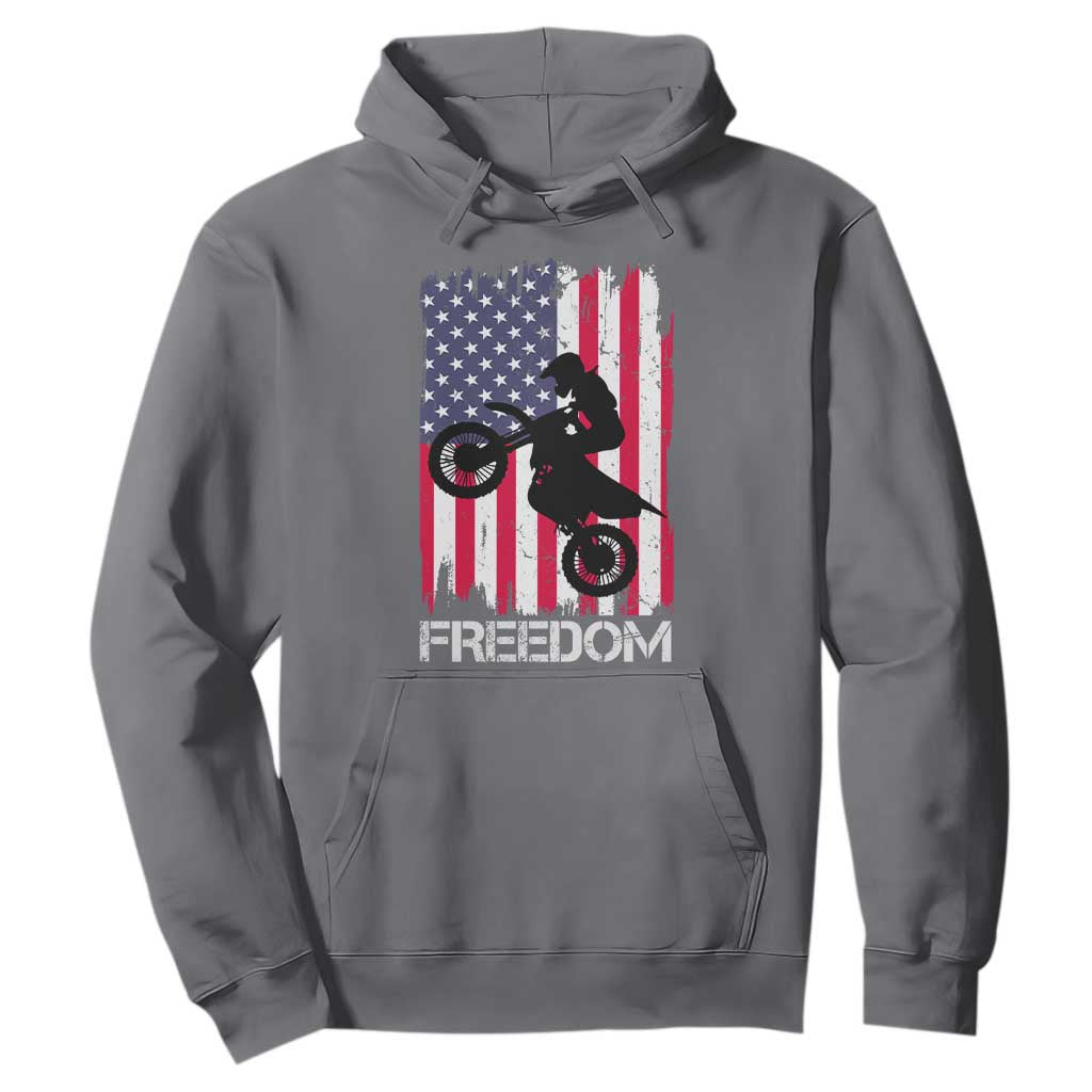 Freedom Motocross Dirt Bike Hoodie Patriotic American Flag TS14 Charcoal Print Your Wear