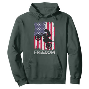 Freedom Motocross Dirt Bike Hoodie Patriotic American Flag TS14 Dark Forest Green Print Your Wear