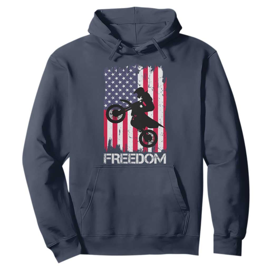 Freedom Motocross Dirt Bike Hoodie Patriotic American Flag TS14 Navy Print Your Wear