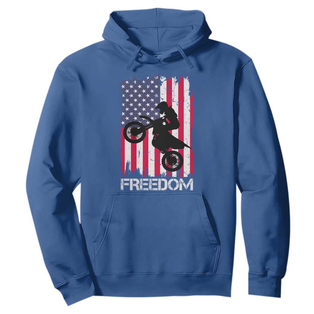Freedom Motocross Dirt Bike Hoodie Patriotic American Flag TS14 Royal Blue Print Your Wear