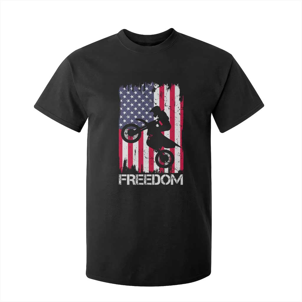 Freedom Motocross Dirt Bike T Shirt For Kid Patriotic American Flag TS14 Black Print Your Wear