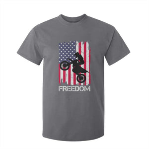 Freedom Motocross Dirt Bike T Shirt For Kid Patriotic American Flag TS14 Charcoal Print Your Wear