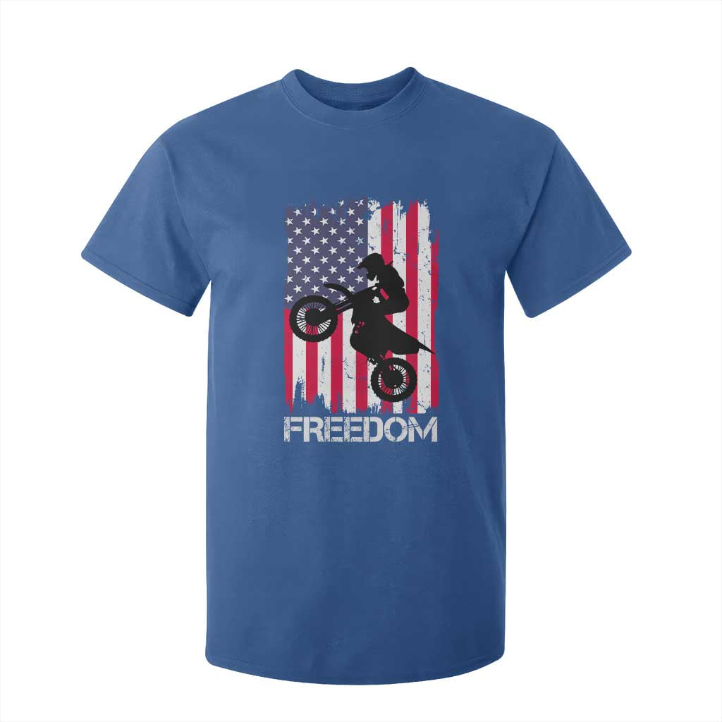 Freedom Motocross Dirt Bike T Shirt For Kid Patriotic American Flag TS14 Royal Blue Print Your Wear