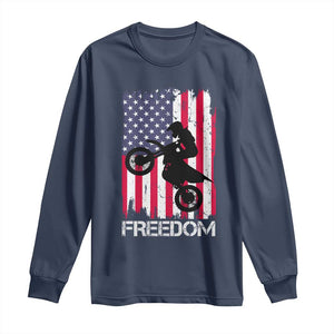 Freedom Motocross Dirt Bike Long Sleeve Shirt Patriotic American Flag TS14 Navy Print Your Wear