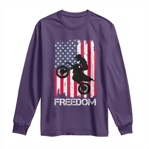 Freedom Motocross Dirt Bike Long Sleeve Shirt Patriotic American Flag TS14 Purple Print Your Wear