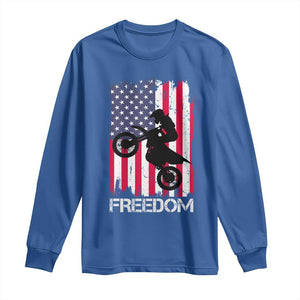 Freedom Motocross Dirt Bike Long Sleeve Shirt Patriotic American Flag TS14 Royal Blue Print Your Wear