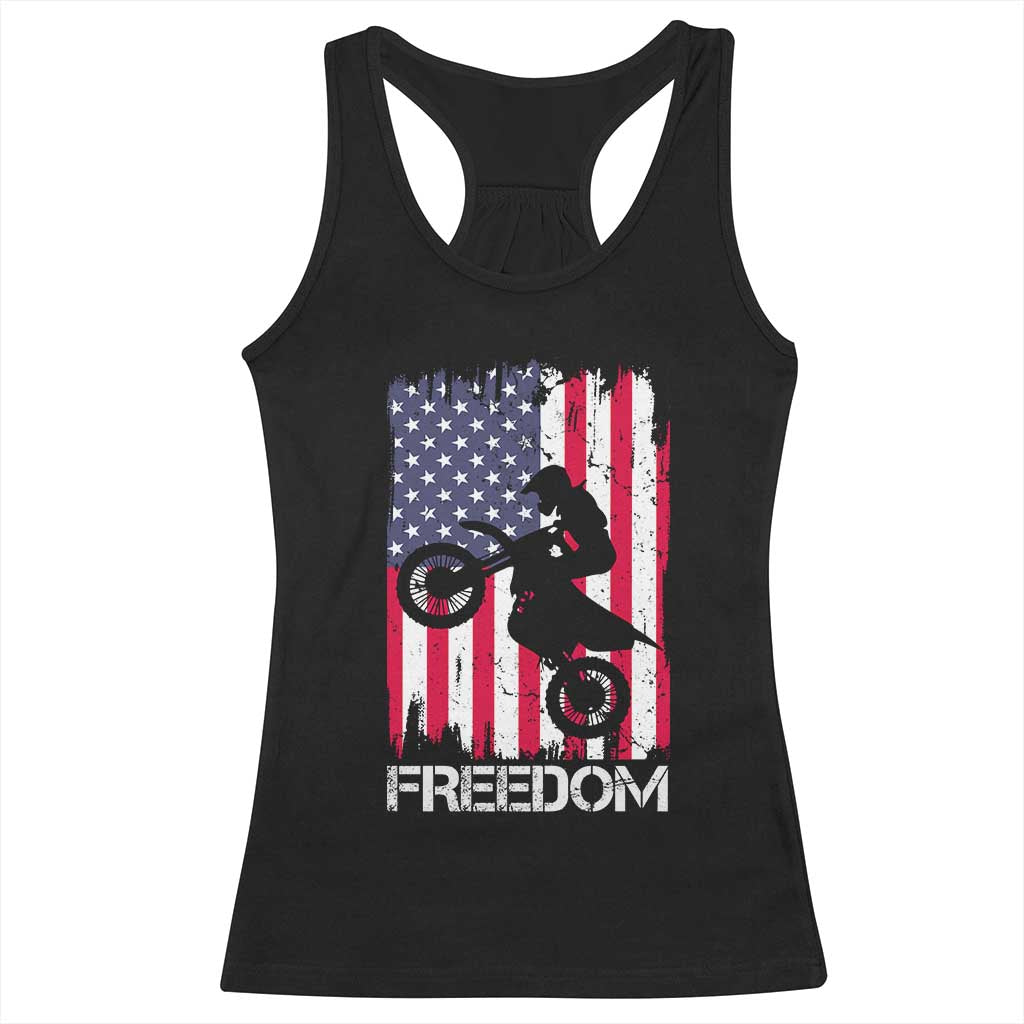 Freedom Motocross Dirt Bike Racerback Tank Top Patriotic American Flag TS14 Black Print Your Wear