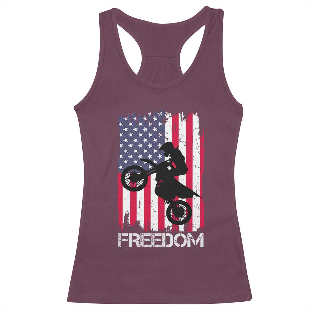 Freedom Motocross Dirt Bike Racerback Tank Top Patriotic American Flag TS14 Maroon Print Your Wear