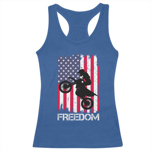 Freedom Motocross Dirt Bike Racerback Tank Top Patriotic American Flag TS14 Royal Blue Print Your Wear