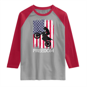 Freedom Motocross Dirt Bike Raglan Shirt Patriotic American Flag TS14 Sport Gray Red Print Your Wear
