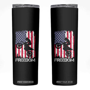 Freedom Motocross Dirt Bike Skinny Tumbler Patriotic American Flag TS14 Black Print Your Wear