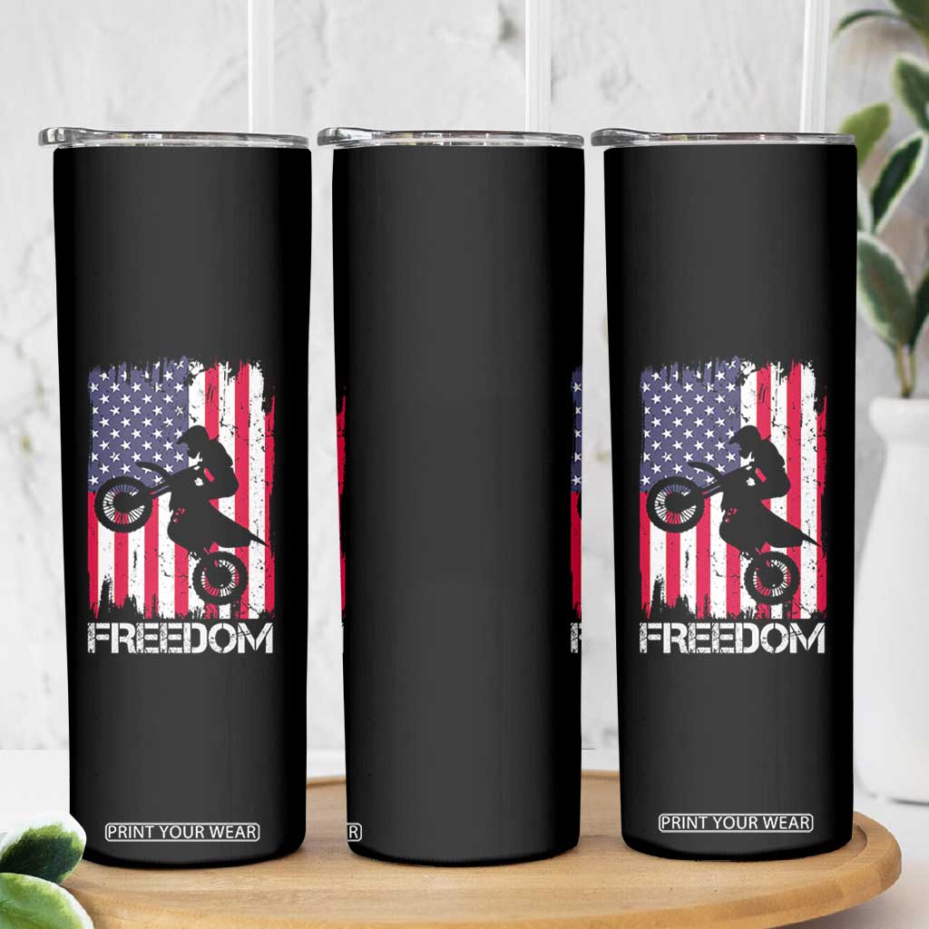 Freedom Motocross Dirt Bike Skinny Tumbler Patriotic American Flag TS14 Print Your Wear