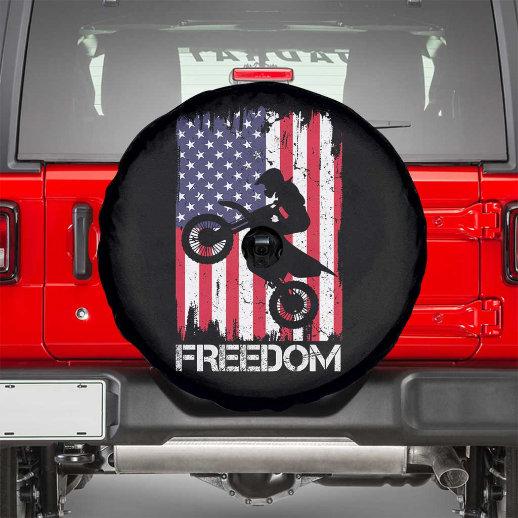 Freedom Motocross Dirt Bike Spare Tire Cover Patriotic American Flag TS14 Black Print Your Wear