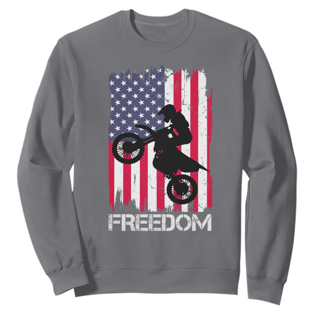 Freedom Motocross Dirt Bike Sweatshirt Patriotic American Flag TS14 Charcoal Print Your Wear