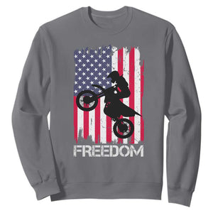 Freedom Motocross Dirt Bike Sweatshirt Patriotic American Flag TS14 Charcoal Print Your Wear