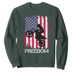 Freedom Motocross Dirt Bike Sweatshirt Patriotic American Flag TS14 Dark Forest Green Print Your Wear