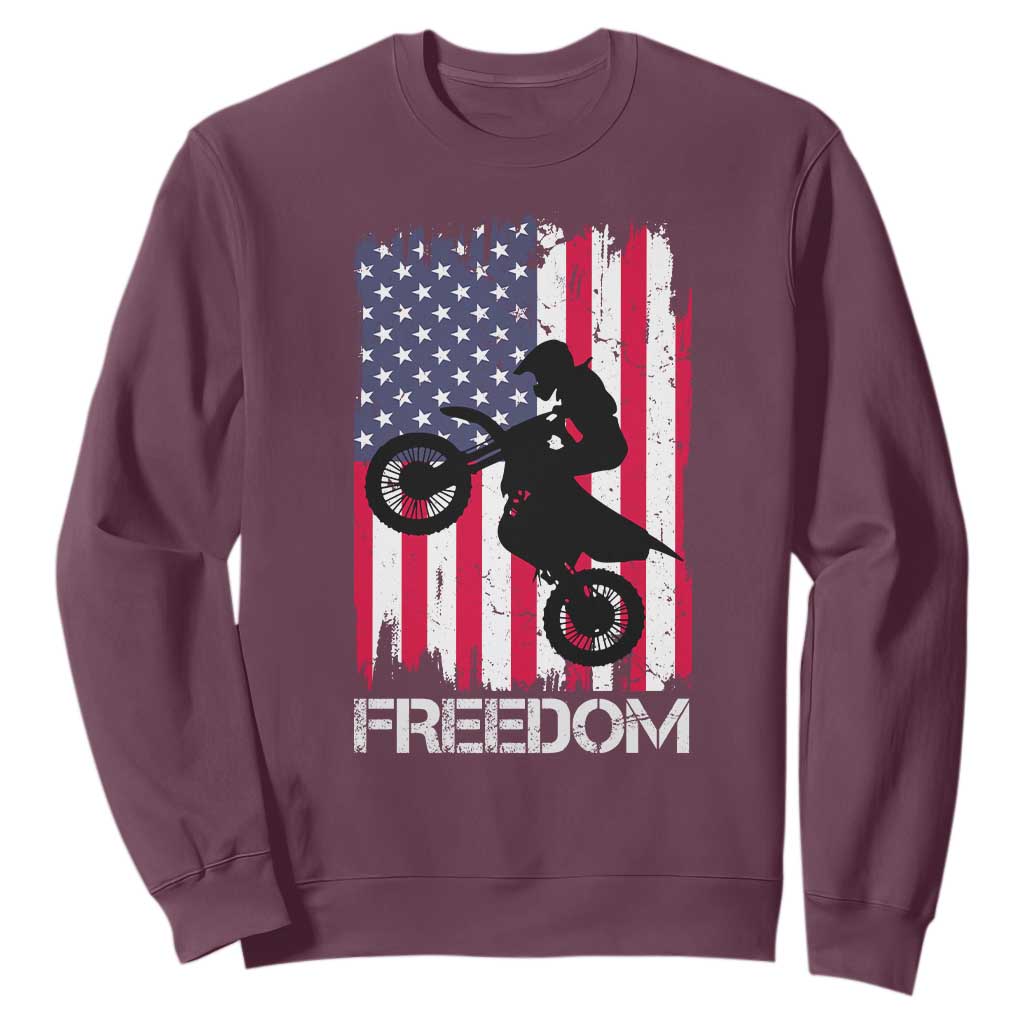 Freedom Motocross Dirt Bike Sweatshirt Patriotic American Flag TS14 Maroon Print Your Wear