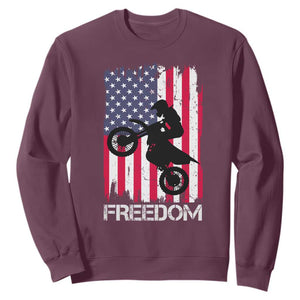 Freedom Motocross Dirt Bike Sweatshirt Patriotic American Flag TS14 Maroon Print Your Wear
