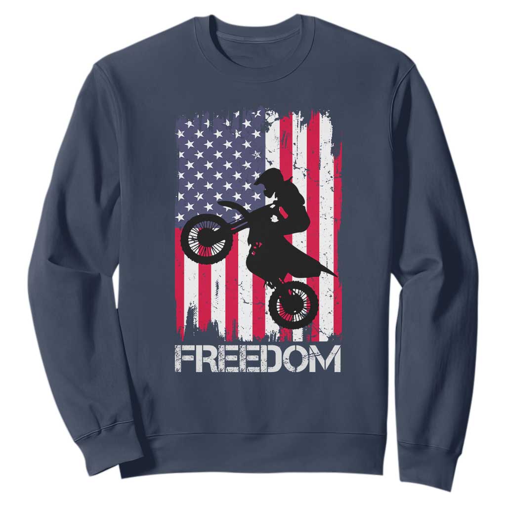 Freedom Motocross Dirt Bike Sweatshirt Patriotic American Flag TS14 Navy Print Your Wear