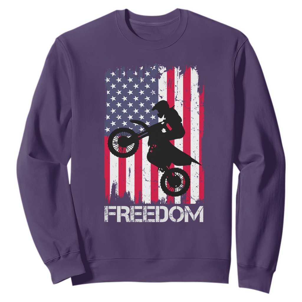 Freedom Motocross Dirt Bike Sweatshirt Patriotic American Flag TS14 Purple Print Your Wear