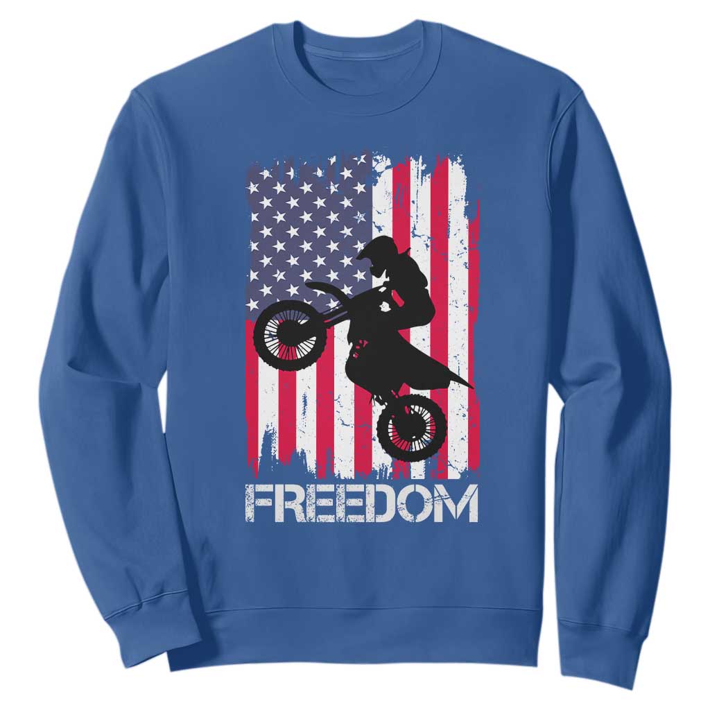 Freedom Motocross Dirt Bike Sweatshirt Patriotic American Flag TS14 Royal Blue Print Your Wear