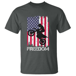 Freedom Motocross Dirt Bike T Shirt Patriotic American Flag TS14 Dark Heather Print Your Wear
