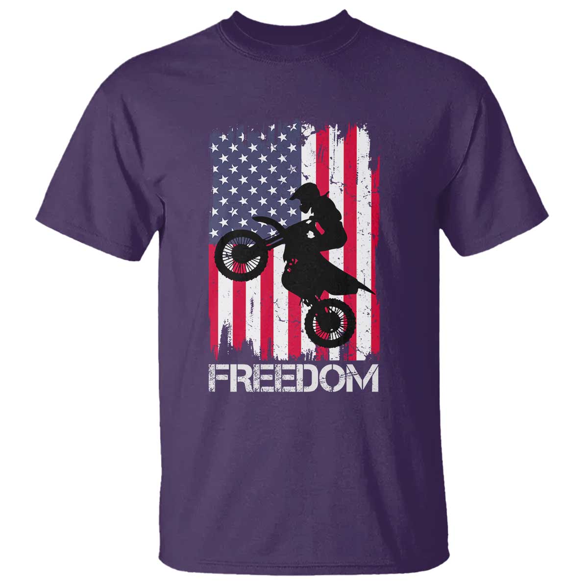 Freedom Motocross Dirt Bike T Shirt Patriotic American Flag TS14 Purple Print Your Wear