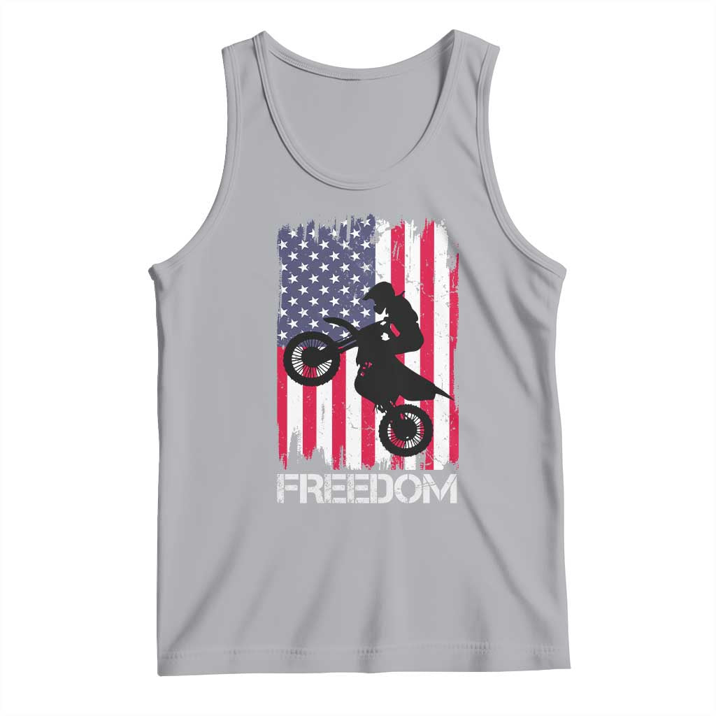 Freedom Motocross Dirt Bike Tank Top Patriotic American Flag TS14 Athletic Heather Print Your Wear