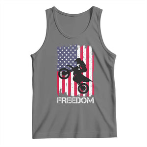 Freedom Motocross Dirt Bike Tank Top Patriotic American Flag TS14 Black Heather Print Your Wear