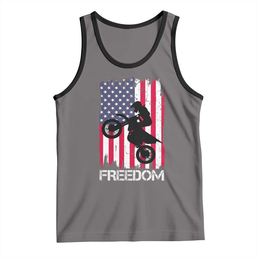 Freedom Motocross Dirt Bike Tank Top Patriotic American Flag TS14 Deep Heather Black Print Your Wear