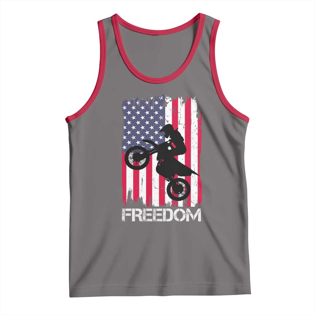 Freedom Motocross Dirt Bike Tank Top Patriotic American Flag TS14 Deep Heather Red Print Your Wear