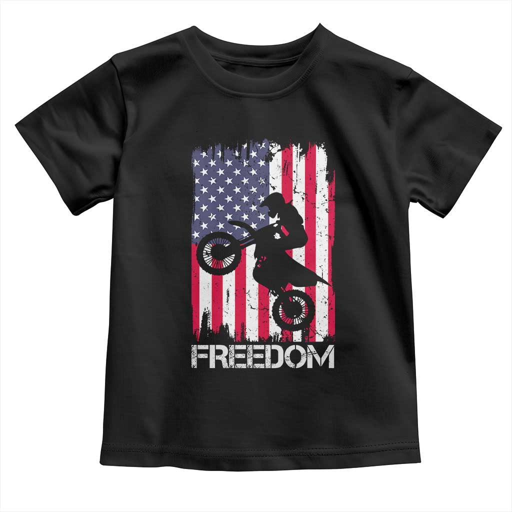 Freedom Motocross Dirt Bike Toddler T Shirt Patriotic American Flag TS14 Black Print Your Wear