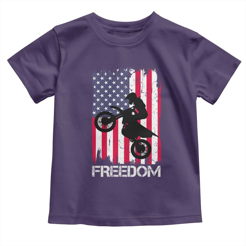 Freedom Motocross Dirt Bike Toddler T Shirt Patriotic American Flag TS14 Purple Print Your Wear