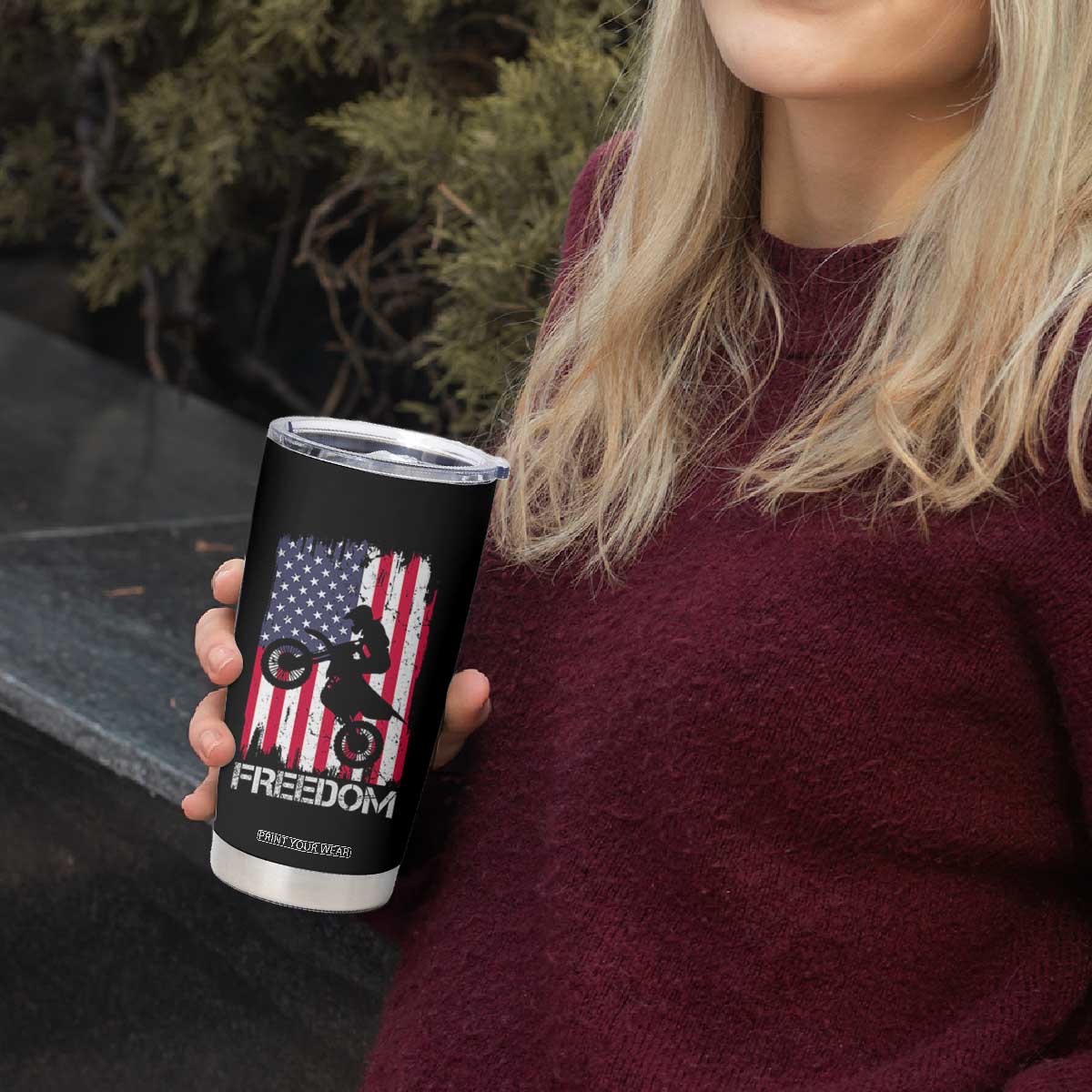 Freedom Motocross Dirt Bike Tumbler Cup Patriotic American Flag TS14 Print Your Wear