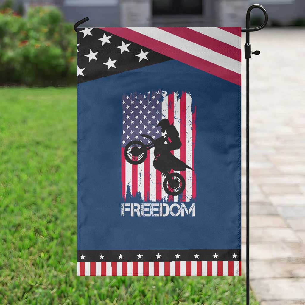 Freedom Motocross Dirt Bike Garden Flag Patriotic American Flag TS14 Classic Blue Black Print Your Wear