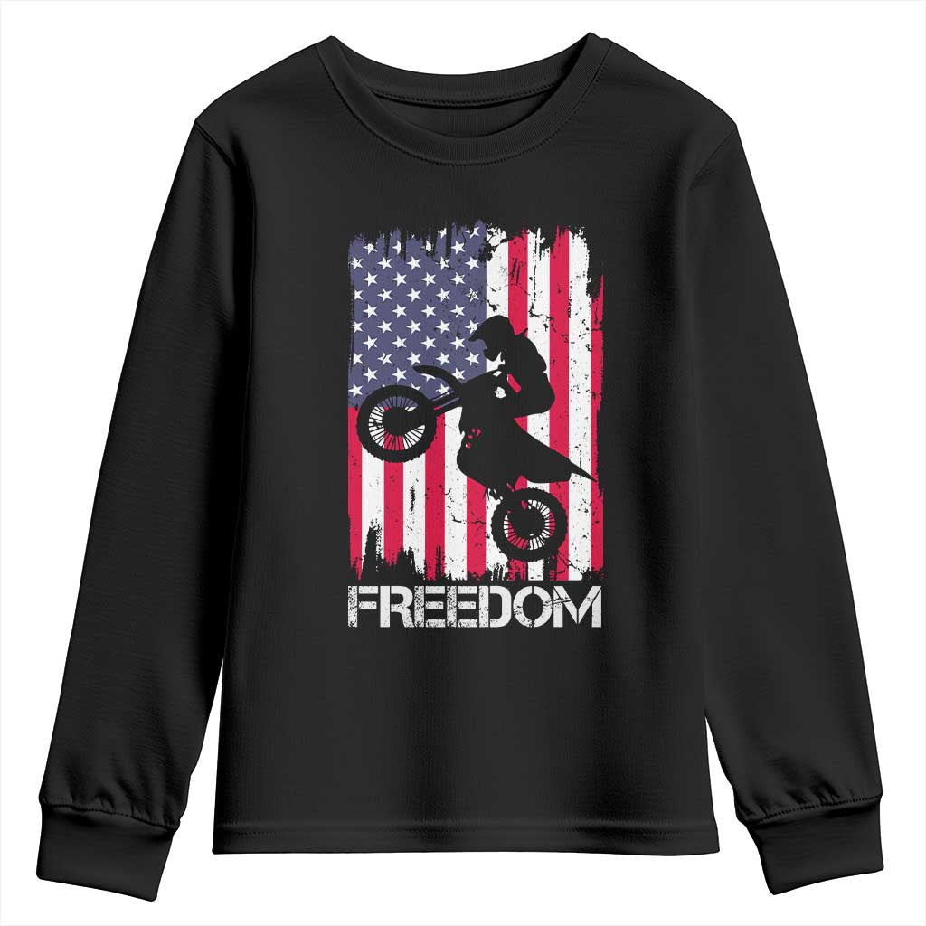 Freedom Motocross Dirt Bike Youth Sweatshirt Patriotic American Flag TS14 Black Print Your Wear