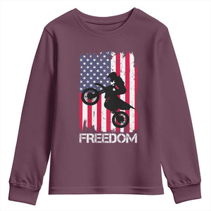 Freedom Motocross Dirt Bike Youth Sweatshirt Patriotic American Flag TS14 Maroon Print Your Wear