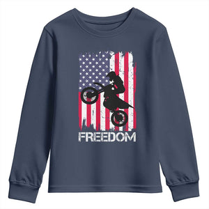 Freedom Motocross Dirt Bike Youth Sweatshirt Patriotic American Flag TS14 Navy Print Your Wear