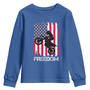 Freedom Motocross Dirt Bike Youth Sweatshirt Patriotic American Flag TS14 Royal Blue Print Your Wear